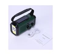 (Verde militare e bianco) Caricabatteria per telefono con terminale dinamo a manovella e radio solare