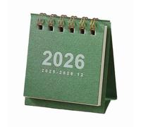 (Verde) Mini calendario simple 2026, pequeño calendario de escritorio, planificador creativo de espiral