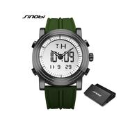 (Verde-Negro) Relojes deportivos SINOBI para hombre, correa de silicona, reloj digital de marca para