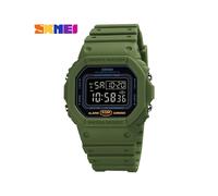 (Verde Negro) SKMEI 2 Time Count Down Relojes de pulsera para hombre Moda Retro Relojes masculinos reloj