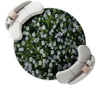 Verde Oliva Alfombra Salon Redonda 150 cm, Plantas Flores Margaritas patrón Alfombra Lavable Lavadora Alfombras Dormitorio, País Alfombras Comedor Antideslizante para Cocina Halls Balcón