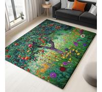 Verde Oliva Alfombras para Sala de Estar - Flores Hierba Árboles Alfombras patrón para Dormitorio 80 x 150 cm, Bien Alfombra de Cocina Que no Suelta Pelo Corto para Pasillo Oficina