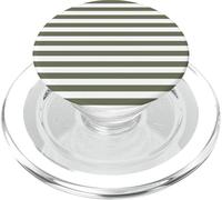 Verde Oliva Blanco Rayas Horizontales Líneas Preppy Stripes PopSockets PopGrip para MagSafe