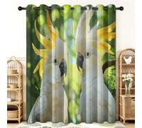 Verde Oliva Cortinas Opacas 117 x229 cm Los Loros Animales Son Juguetones - Cortinas de Tela Gruesa y Suave, Aislantes Térmicas para Salón, Oficina o Habitación, 2 Piezas