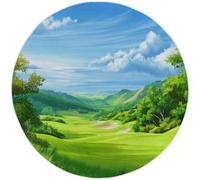 Verde Oliva Dibujos Animados Alfombras Redondas 100 cm para Sala de Estar, Lavables Antideslizantes, Pastizales Dunas De Arena Árboles Alfombra Estampada para Dormitorio habitación Infantil