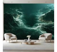 Verde Oscuro Fotomurales 250 x 175 cm Olas Del Océano Papel Pintado | Papel Pintado Papel Tapiz Fotográfico Fotomurales Pared Murales Mate Impermeable para Habitación de Niña Habitación de Niño