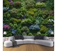 Verde Oscuro Papel Pintado Seda Fotográfico 250x175cm, Mural De Pared Panorámico Muro De Jardín Vertical, Estilo Vegetal Moderno Y Ecológico Póster Grande Para Salón Decor Del Hogar Y Pared