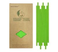 Verde Pajitas de Papel,100 Unidad Biodegradables Verde Pajitas Desechables para Navidad Fiestas, Cumpleaños y Celebraciones, Bebidas Frías y Calientes