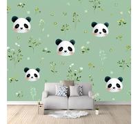Verde Papel pintado panorámico no tejido 200 x 140 cm Tamaño personalizado, póster mural gigante 3D, Sencillo Bonito Plantas Animales Panda para sala de estar dormitorio o restaurante
