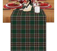 Verde Rojo Camino de Mesa A Cuadros de Búfalo 33x183cm Caminos de Mesa Navideño Camino Mesa Decorativas Rectángulo Tapetes para Mesa Lino para Fiestas Decoracion de Mesa Navideña