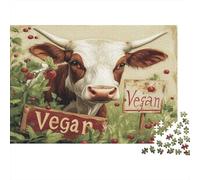 Verde Rural Planta Puzzle Vegano de 1000 Piezas para Adultos Entrenamiento Mental Papel Vaca Granja Decoración de Pared 52x38cm/1000pcs