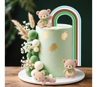 verde salvia baby shower decoración de pastel topo de osito de peluche revelación de género adornos para tarta fiesta de bebé suministros para fiesta decoración de oso
