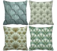 Verde salvia Cojines Exterior Impermeable Suave Fundas de Cojines 60x60 Juego de 4 Geometría Cushion Covers con Cremallera Oculta para Salón, Dormitorio, Jardín, Patio Balcón Decorativos Regalo 10565o