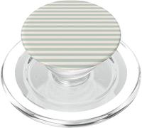 Verde Salvia Crema Rayas Líneas Horizontales Rayas Preppy PopSockets PopGrip para MagSafe
