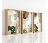 Verde Salvia Cuadros Decoración Salón Modernos - Abstracto 21 x 29.7 cm - Láminas Decorativas Pared - Floral Formas Naturales Terroso Posters para Dormitorio Habitación Cocina - Regalos Originales