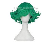 Verde Tatsumaki Cosplay Pelucas Cortas Onduladas Pelo sintético resistente al calor Perucas Cosplay Peluca completa Talla única verde