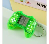 (Verde transparente) Mini mando de juego Tetris Blast Block, juguete retro, llavero electrónico, adornos colgantes
