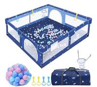 Verdego Parque infantil con anillos de tracción, pelotas, 150 x 180 x 66 cm | Parque infantil plegable 210D Oxford, malla transpirable, parque de seguridad para niños