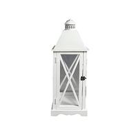 VERDELOOK | Arles, Farol de jardín de Madera con Paredes de Cristal, 24 x 24 x 65 cm, Blanco, Farol Decorativo