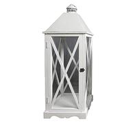 VERDELOOK Arles, Farol de jardín de madera con paredes de cristal, 32x32 h90 cm, blanco