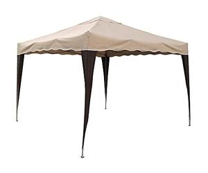 VERDELOOK Cenador plegable cubierta metálica poliéster beige 3X3 m transportable con bolsa incluida