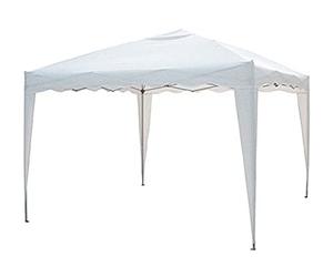 VERDELOOK Cenador plegable y abatible automático con armazón de hierro, 2x2 m, blanco