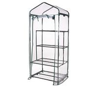 VERDELOOK | Invernadero con 2+2 estantes y lona de PVC transparente con apertura abatible, 69x49x157 cm, Invernadero para jardín y balcón, Para protección de plantas, Para jardinería, Metal pintado