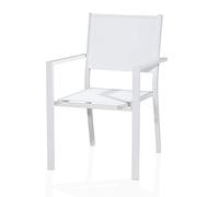 VERDELOOK Silla con reposabrazos de Aluminio línea Cerdeña Blanca 57 x 58 h87 cm