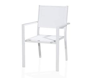 VERDELOOK Silla con reposabrazos de Aluminio línea Cerdeña Blanca 57 x 58 h87 cm