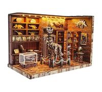 Verdelume Puzzle de madera 3D Book Nook Kit de museo de dinosaurios - Sujetalibros en miniatura con luz LED, insertable para estantería, kit de manualidades para adolescentes y adultos