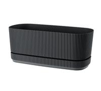 VERDENIA Pera Elegante Maceta Ovalada con Plato Especial, Elegante Acabado Antracita, Ligera para Uso en Interiores y Exteriores, 29 x 13 x 12 cm, Antracita