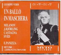 Verdi: Un Ballo in Maschera [New York -- December 14, 1940; Zinka Milanov, Jussi Bjorling (Bjoerling), Alexander Sved, Bruna Castagna, Stella Andreva; Ettore Panizza] 2008 Remastering on Myto Historical from a newly discovered source; Includes narration by Milton Cross