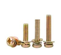 VerdureJ M3 M4 M5 M6 M8 Acero al carbono Color Zinc Cruz Cabeza redonda Tres tornillos combinados Arandela plana Perno de montaje de resorte(M6x10x12mm(100Set))