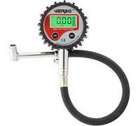 VERGO Medidor Digital de Presión para Neumáticos con Manguera Flexible Reforzada- Manometro con Pantalla de 2.5 Pulgadas- LCD iluminada- 0-200 PSI/ 0-14 Bar- Mandril 90°- Auto Coche Moto Camión