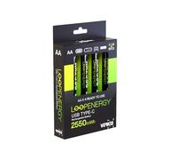 VERICO LoopEnergy AA 2550 Wiederaufladbare USB-C Batterie AA 1,5V 2550mWh (1700mAh) Li-Ion, Schnellladung Via USB-C Anschluss in ca. 2 Stunden, 4X AA, Farbe: Grün