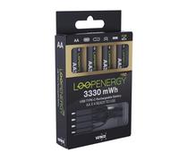 VERICO LoopEnergy Pro AA 3330 Batería Recargable USB-C AA 1,5 V 3330 mWh (2220 mAh), Carga rápida Mediante Conector USB-C en Aprox. 2 Horas, 4 Unidades AA, 1 Cable USB -A a 4 x USB-C