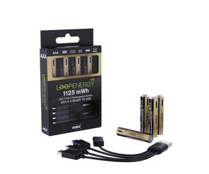 VERICO LoopEnergy Pro AAA 1125 Batería recargable USB-C AAA 1,5 V 1125 mWh (750 mAh) Li-ion, 4 unidades, carga rápida vía USB-C conexión en aprox. 2 h, 4 unidades, 1 cable USB -A a 4 x USB-C