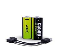 VERICO LoopEnergy tamaño C, bebé, CR14, paquete de 2, 5500 mWh / 3700 mAh, carga rápida a través del conector USB-C en aproximadamente 2 horas, batería de ion de litio, incluye 1 cable de carga tipo A