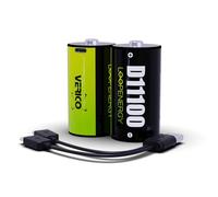 VERICO LoopEnergy tamaño D, Mono, CR20, Paquete de 2, 11100 mWh / 7400 mAh, Carga rápida a través del Conector USB-C en Aprox. 2 Horas, batería de Ion de Litio, Incluye 1 Cable de Carga Tipo A a 2 x