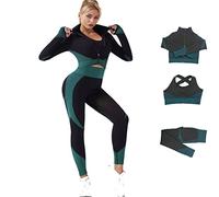 Veriliss 3 Piezas Mujer Yoga Traje Entrenamiento Para, Gym Mallas de Yoga Sin Costuras y Sujetador Deportivo Elástico Ropa de Gimnasio