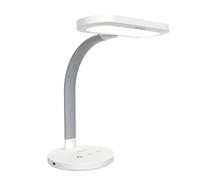 Verilux HappyLight Duo - Lámpara de escritorio 2 en 1 para terapia de luz y tareas, LED de espectro completo sin rayos UV, 10.000 LUX, brillo y color ajustables, cuello de cisne flexible y puerto de