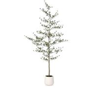 VeriNatural Árbol Artificial Olivo 210 cm con Maceta Blanca - Planta Falsa Resistente a UV - Plantas Artificiales Realistas Decorativa para Hogar, Oficina y Jardín,VN124