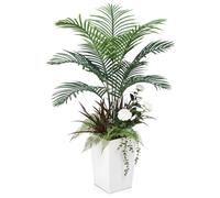VeriNatural Palmera Artificial 120 cm con 5 Plantas Decorativas - Árbol Artificial con Blanco Maceta, UV Resistente - Planta Artificial Grande para Interior y Exterior del Hogar Oficina Jardín, VN148