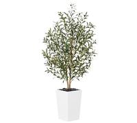 VeriNatural Planta Artificial Grande Olivo Artificial Decorativa - Árbol Artificial Realista de 150cm con 1098 Hojas y Maceta Blanca Moderna - Decoración Interior Exterior Hogar Oficina Terraza