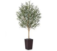 VeriNatural Planta Olivo Artificial Grande 180cm-Árbol Decorativo con Maceta Marrón Estable y Aceitunas Rojas Negras-Planta Artificial Alta para Hogar,Oficina,Decoración Exterior e Interior,VN133