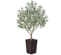 VeriNatural Plantas Artificiales Decorativas - Olivo Artificial Grande 150 cm Exterior Interior con Maceta Cónico Marrón, Protección UV - Árbol Artificial de Hogar, Oficina, Jardín, Balcón, VN156