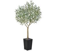 VeriNatural Plantas Artificiales Decorativas - Olivo Artificial Grande 180 cm Exterior Interior con Maceta Cónico Negra, Protección UV - Árbol Artificial de Hogar, Oficina, Jardín, Balcón, VN156