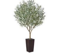 VeriNatural Plantas Artificiales Decorativas - Olivo Artificial Grande 240 cm Exterior Interior con Maceta Cónico Marrón, Protección UV - Árbol Artificial de Hogar, Oficina, Jardín, Balcón, VN156