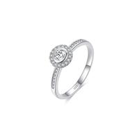 Verlobungsring Damen Fantasy, Promise Ring 925 Silber Runder Heiligenschein mit Weiß Zirkonia Größe 54 (17.2)