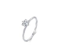 Verlobungsring Silber 925 Damen, Ring Silber Damen Gedrehtes Band mit Sechszackigem Solitär Größe 49 (15.6)